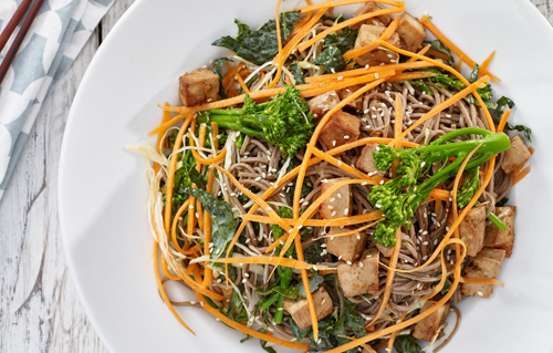 Healthy meals from personal chef Carina include Citrus Ginger Tofu Salad with Buckwheat Soba Noodles
